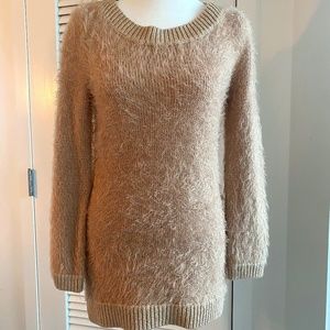 Bebe Size XS fuzzy metallic sweater tunic with side slits